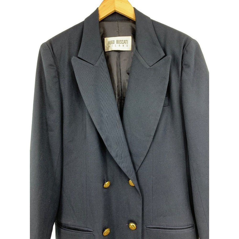 Vintage Hugo Buscati Wool Nautical Jacket Blazer Longline Women Size 12 L 2408 - Picture 9 of 16